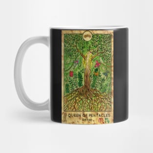 Queen Of Pentacles. Minor Arcana Tarot Card Design. Mug